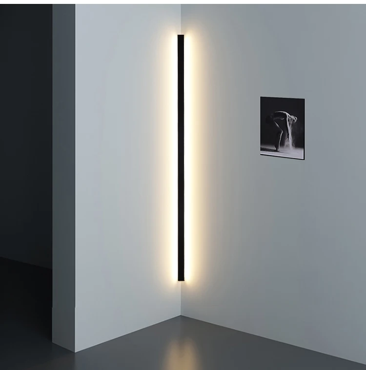 Nordic Minimalism Long Strip Corner Wall Lamp Simple Modern Living Room Bedroom Creative Design Wall Lamp