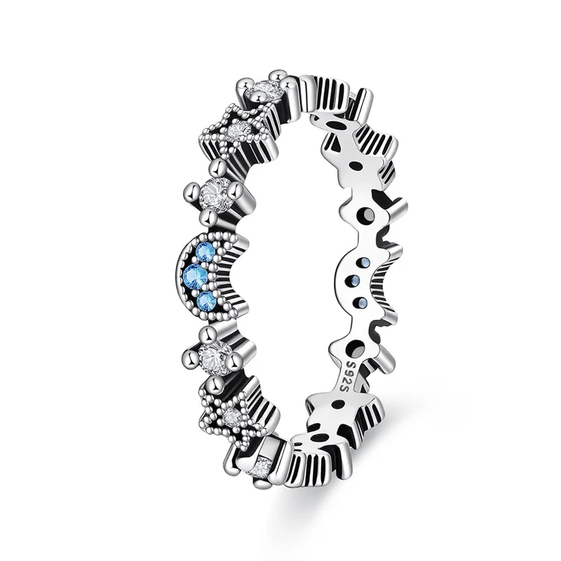 New Ring 925 Sterling Silver Moonlight Star Language Sparkling Zircon Rings For Women Girls Birthday Anniversary Jewelry Gifts