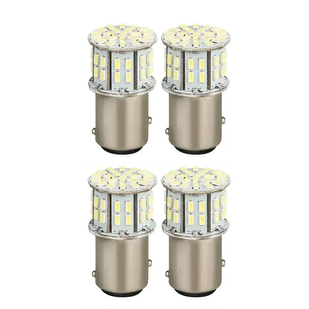 

4 шт. 12 В 1157 BAY15D 50-SMD белые светодиодные лампы для автомобилей, грузовиков, резервный указатель поворота, указатель парковки, 6000 К, лампы заднего стоп-сигнала