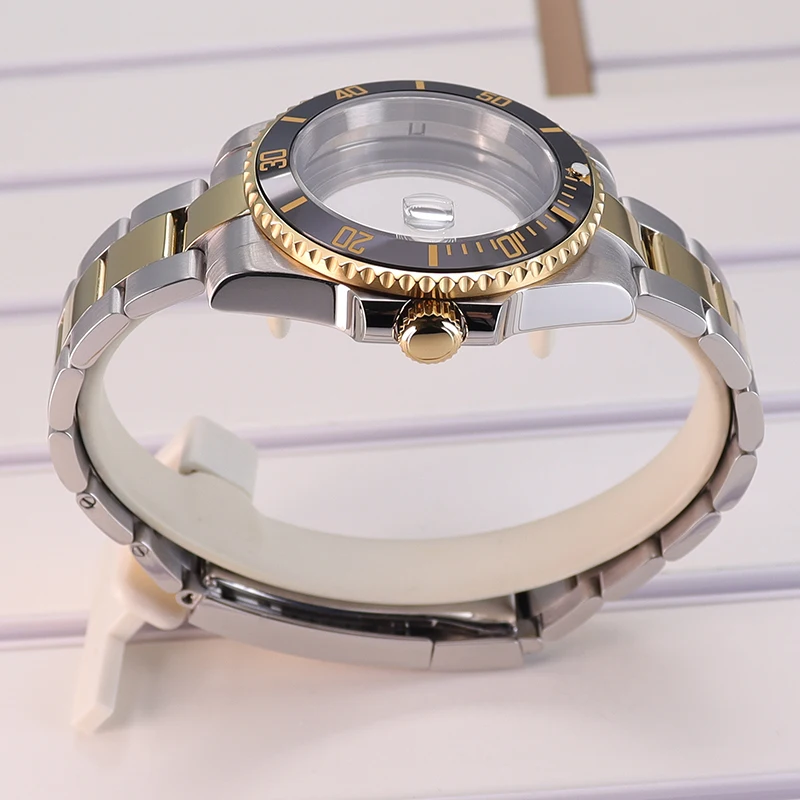 Silber- und Goldfarbenes 20mm Edelstahlarmband, 40mm Uhrengehäuse für Seiko NH35 NH34 NH36/38 Eta 2824 Miyota 8215 Uhrwerk 28,5mm GMT – Detail 13
