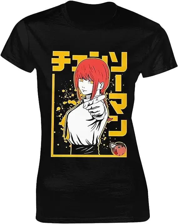 

Chainsaw Anime Man Shirt Women's Fashion Short Sleeve Cotton T Shirts Quick Dry Pattern Custom Tee Tops Black