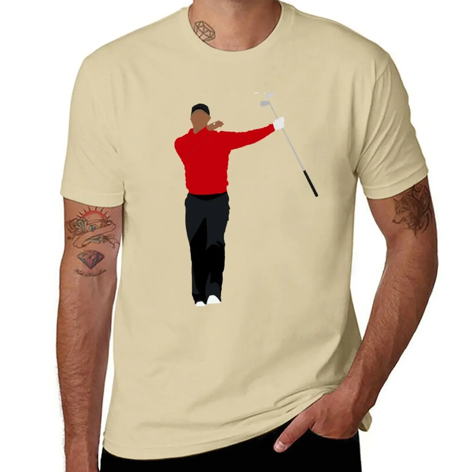 Tiger Sunday Red Golf Clubs Twirl, pga, Augusta, The Master, Win, Fist Pump, Golf, Golfer, Golfing, Golf Lover F Men\'s T-Shirt