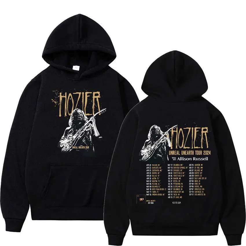 Singer Hozier Unreal Unearth Tour 2024 New Hoodie Men Women Vintage Long Sleeve Fashion Oversized Sweatshirt Hip Hop Streetwear