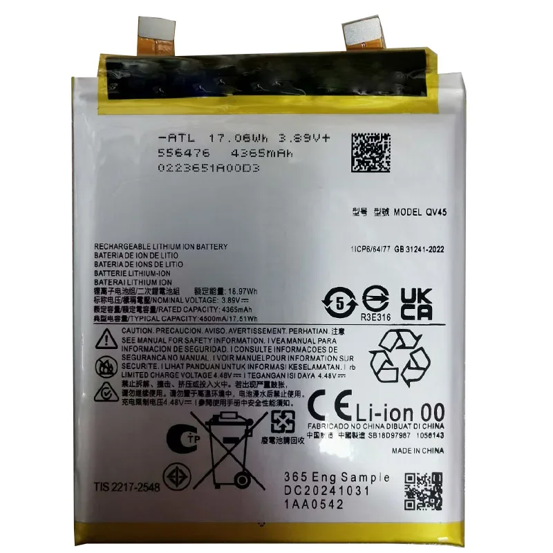 QV45 High Quality Phone Battery 3.89V 4500mAh For Motorola X50Ultrra XT2401-2 Brand New Replacement Battery