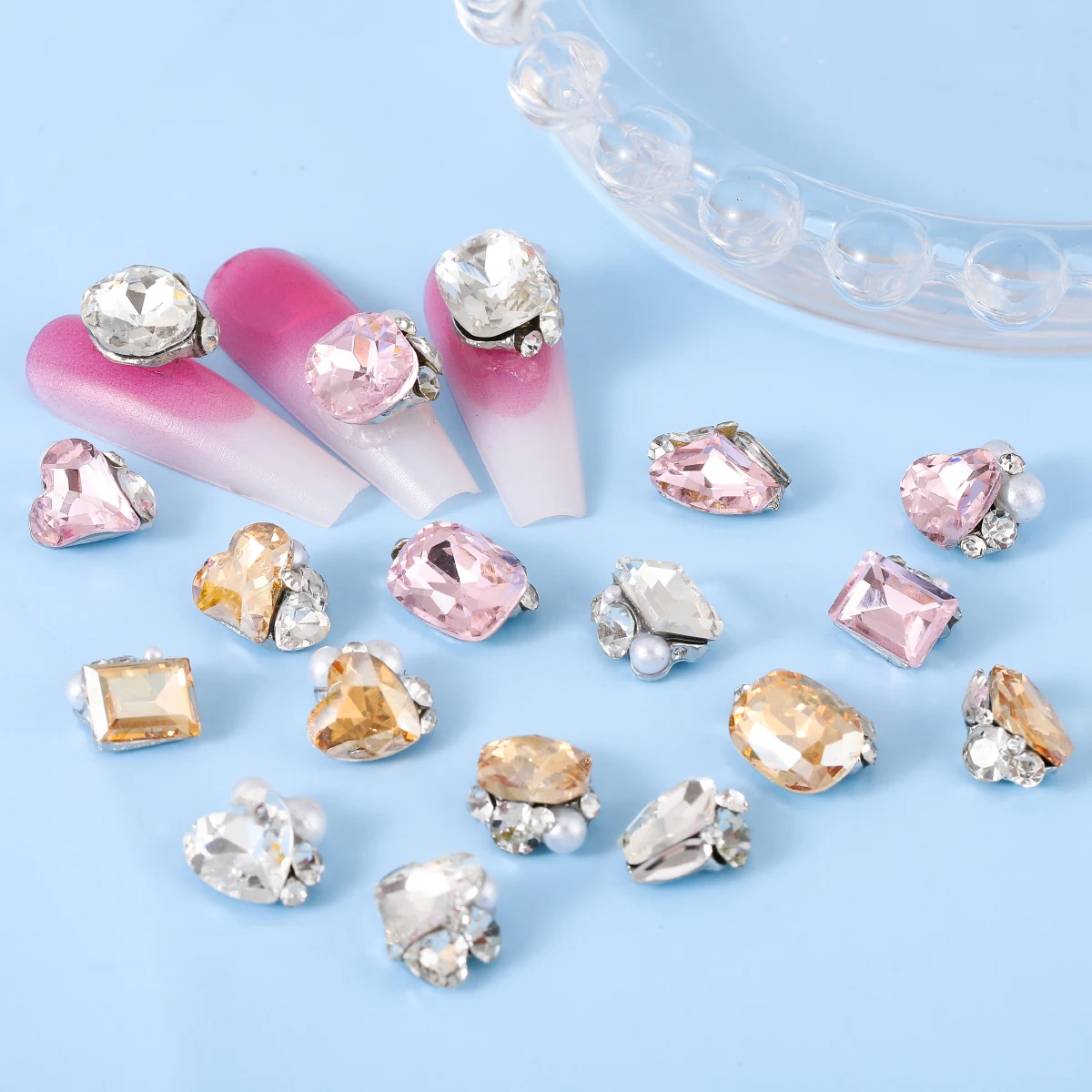 24 uds/6 caja de rejilla aleación diamantes de imitación decoración de uñas japonés ins viento uñas flash pila taladro DIY juego de accesorios para uñas