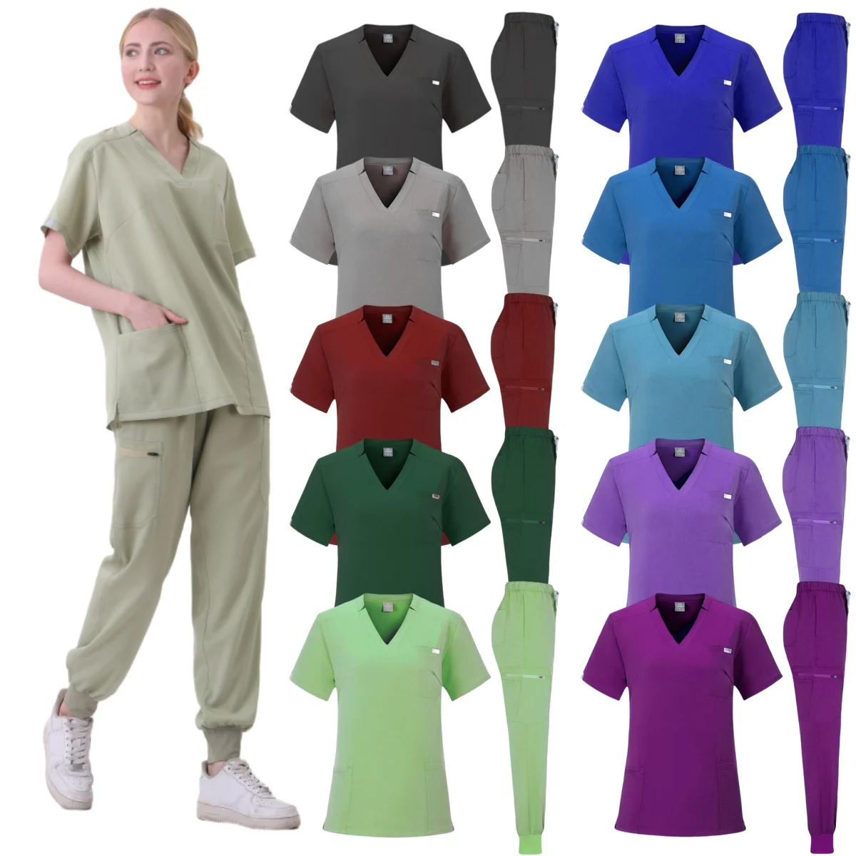 Wholesale Medical Supplies Nurse Dental Surgery Suit Workwear Operating Room Medical Uniform Scrubs Hospital Working Scrubs Set