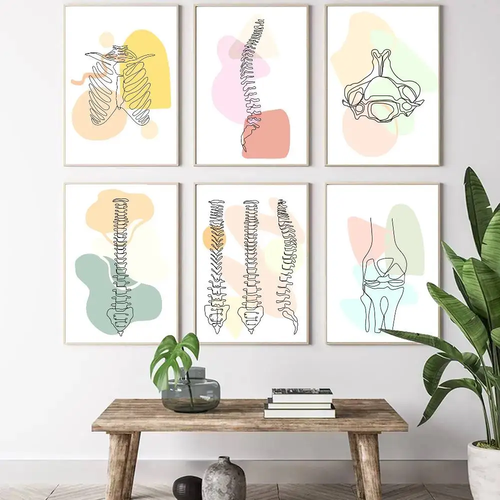 Sternum Spine Heart Brain Human Bones Anatomy Poster Art Sticky Wall Waterproof Home Living Room Bedroom Bar Aesthetic Decoratio