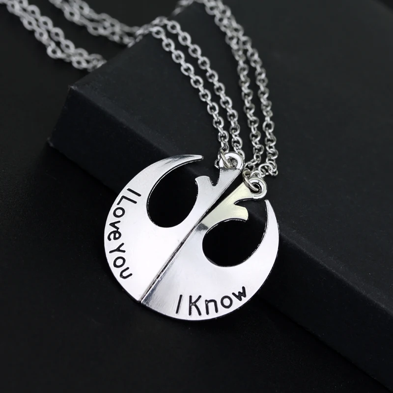 Star Wars Rebel Alliance Pendant Necklace I Love You I Know Lover's Couple Necklace Fashion Movie Jewelry