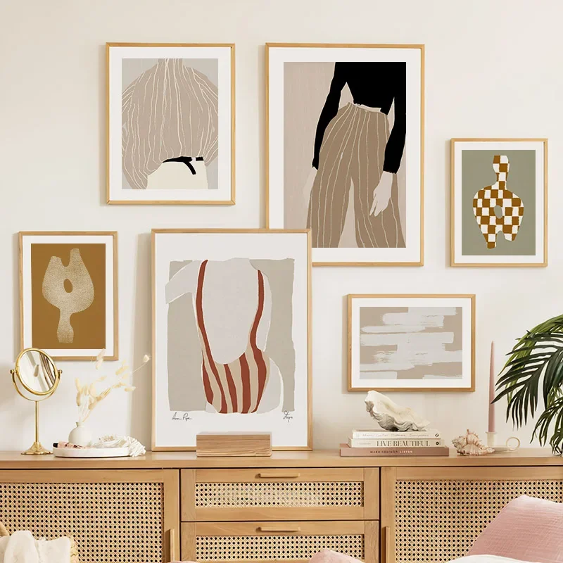 

Boho Abstract Line Striped Clothes Women Nordic Posters And Prints Geometry Canvas Painting Wall Art Living Room Home Decoration