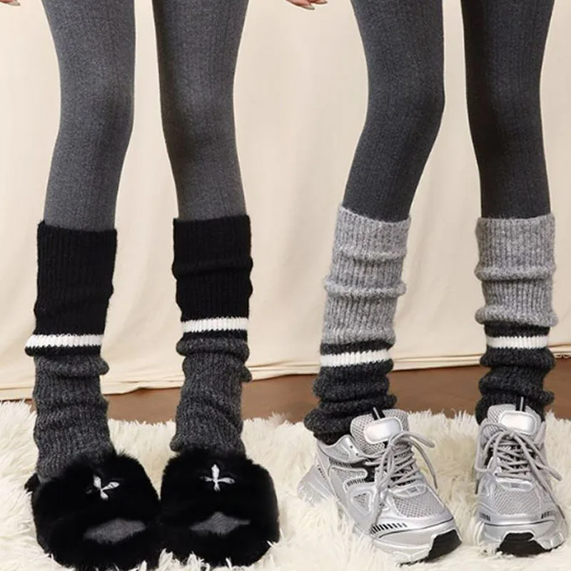 

Новые однотонные вязаные гетры, зимние теплые утолщенные носки средней длины, модные кашемировые чулочно-носочные изделия в стиле Харадзюку, женские чулки