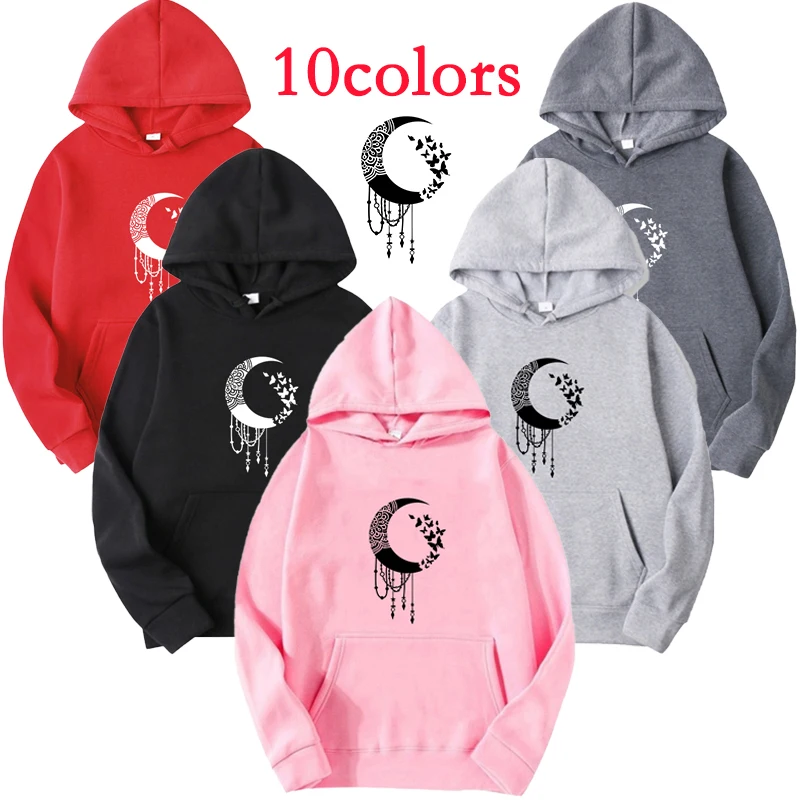 

Spring and Autumn Fashion Moon tassels Print Women's Hooded Sweater Personalized Printed Casual Top Hoodie for Women