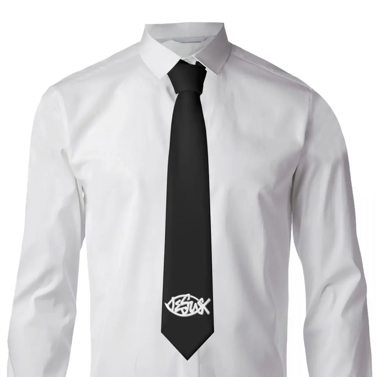 Jesus Graffiti Tie Fashion Design Neck Ties Classic Elegant Collar Tie Men Daily Wear Necktie Accessories