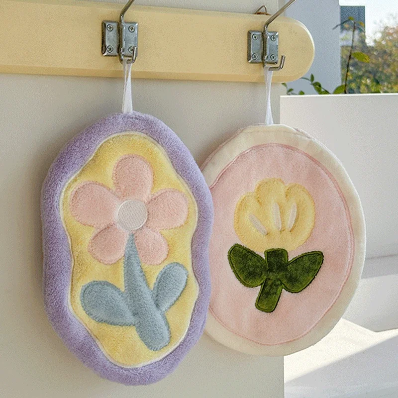 Kawaii Hand Towel Absorbent Cleaning Cloth Hanging Towels for Kitchen Hand Cloth Kids Bathing Towel Bath Room Towel