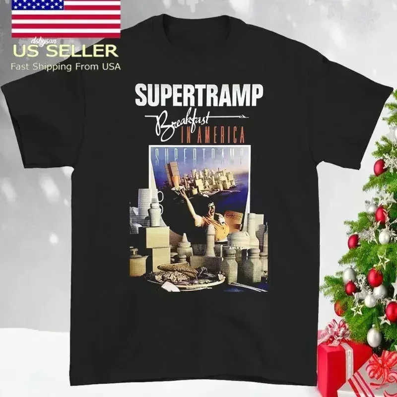 Supertramp band Breakfast in America T-shirt black short sleeve