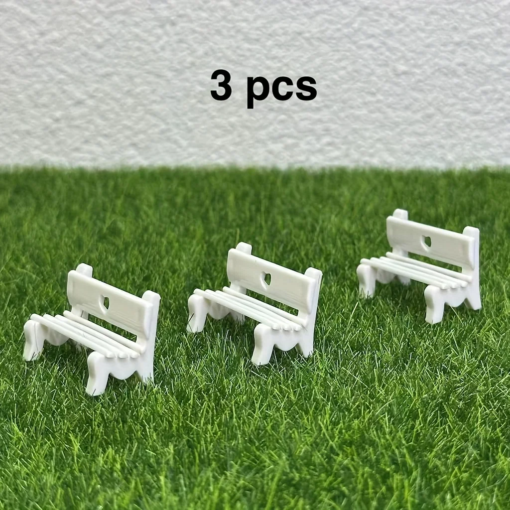 Park White Bench & Wooden Fences Micro Landscape,Sandbox Ornaments,Photography Props,Diy Crafts | Miniature Scenery,Fairy Garden