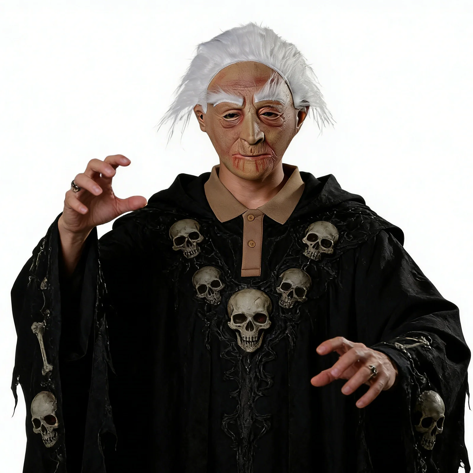 Odorless Natural Latex Old Man Mask Realistic Wrinkles White Hair Adult Halloween Cosplay Party Props