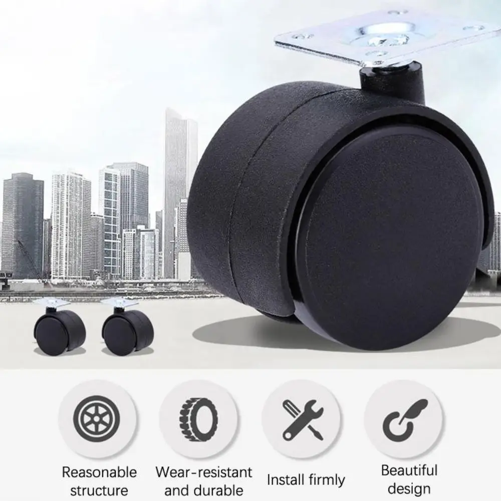 4Pcs 1/1.5inch Swivel Casters with Brake Wear Resistant Office Chair Casters Silent Operation Shock Absorbing Universal Wheels