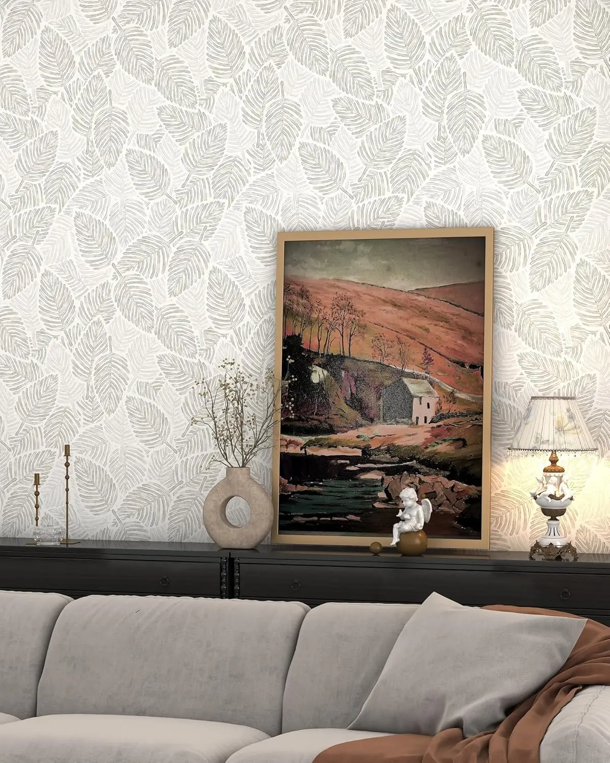 ورق جدران بوهو قابل للتقشير واللصق، ورق حائط مخطط حديث بألوان مائية بيج، ورق حائط ذاتي اللصق، ورق اتصال قابل للإزالة للخزائن #4