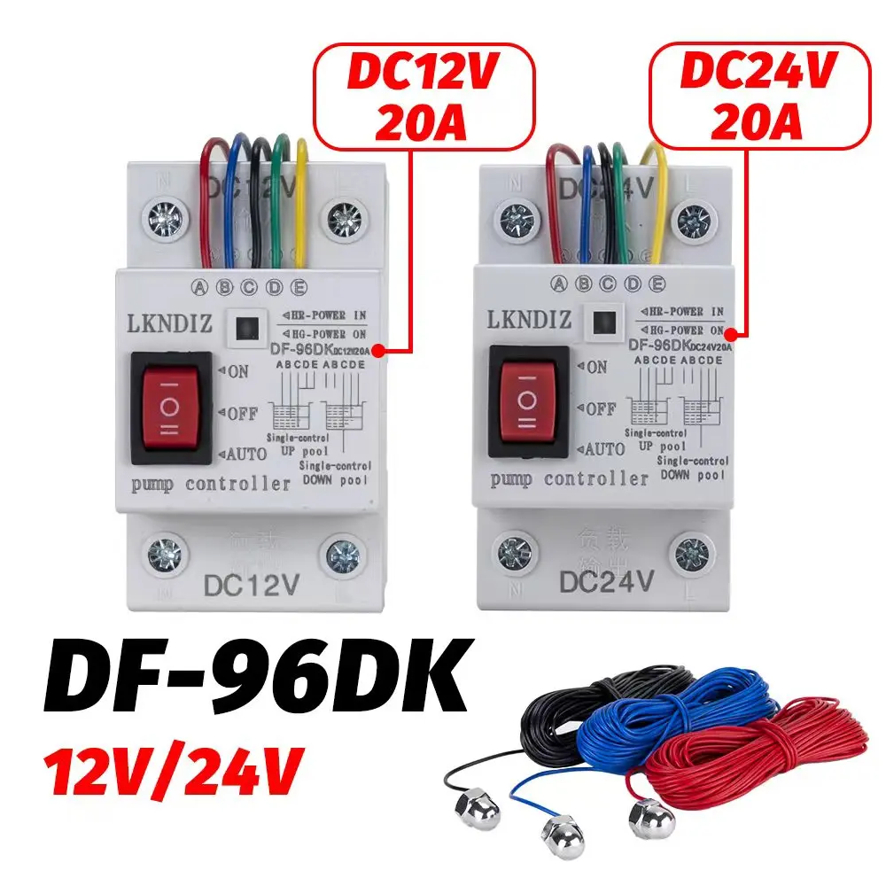 DF-96DK DC Automatic Water Level Controller Pump Control Cistern Liquid Level Detection Sensor Switch with Probes 12V/24V /220V