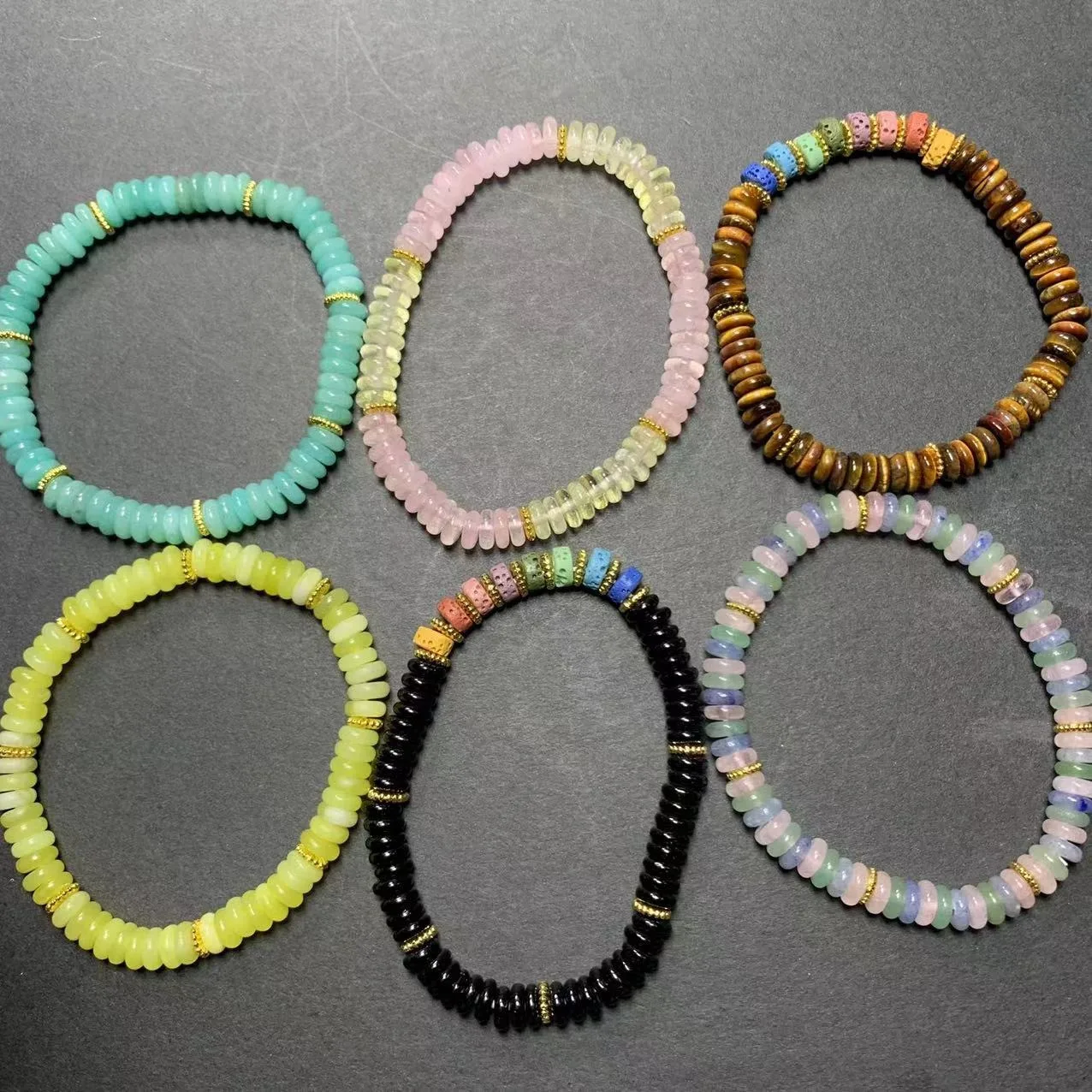 Natural Stone Crystal Bracelet for Women Aventurine Rose Quartz Jade Tiger Eye Stone Elastic Bracelet Fashion Handmade Bangle