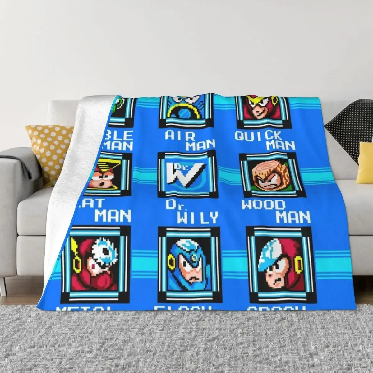 Megaman 2 Level Screen Throw Blanket Bed christmas gifts Blankets