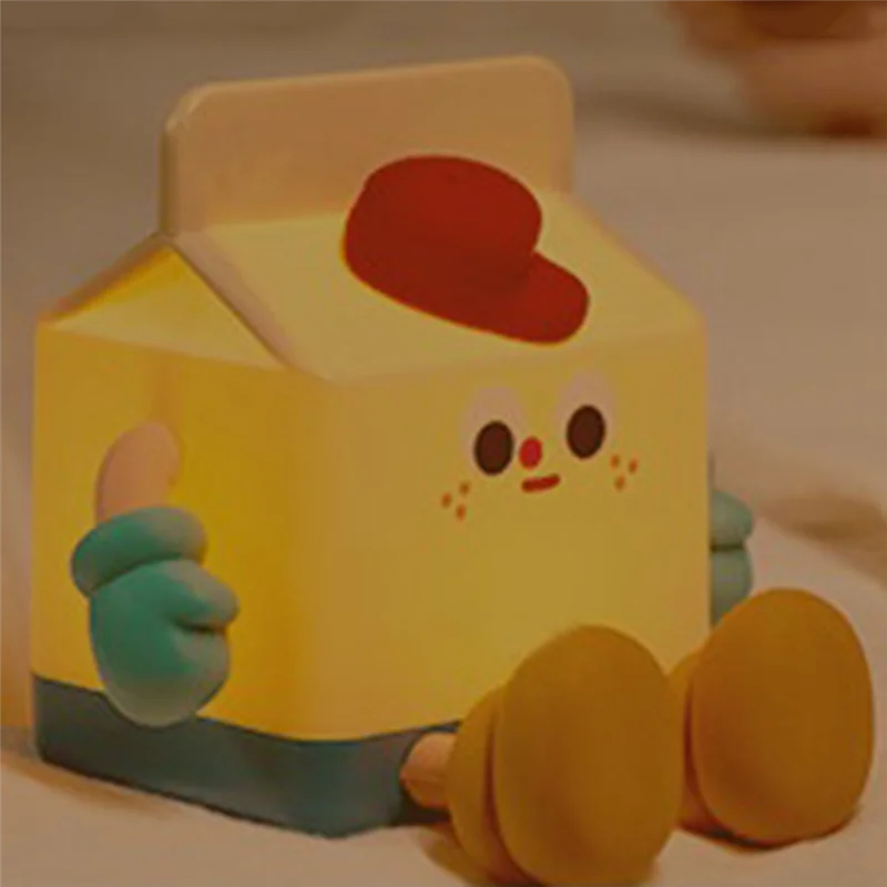 LICE-사랑스러운 밤 램프 침실을위한 LED 밤 램프 따뜻한 빛 우유 상자 디자인 선물과 부드러운 실리콘 터치 램프