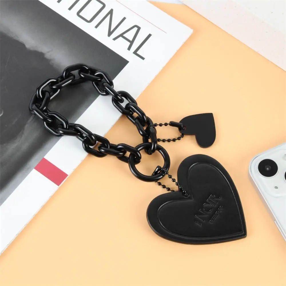 Чистый черный брелок в форме сердца с любовью NOIR V, кожаный брелок для ключей с любовью, милый металлический брелок с сердечком, брелок для ключей, украшение для сумки