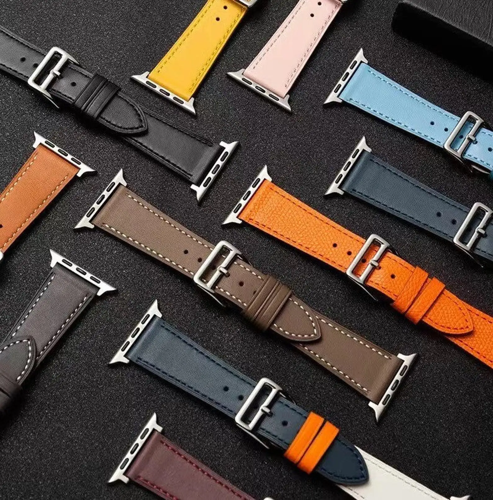 Pulseira de couro para Apple Watch Band, Pulseira, Acessórios de pulseira, iWatch Series 3, 4, 5, 6, SE, 7, 44mm, 45mm, 41mm, 40mm, 42 milímetros,