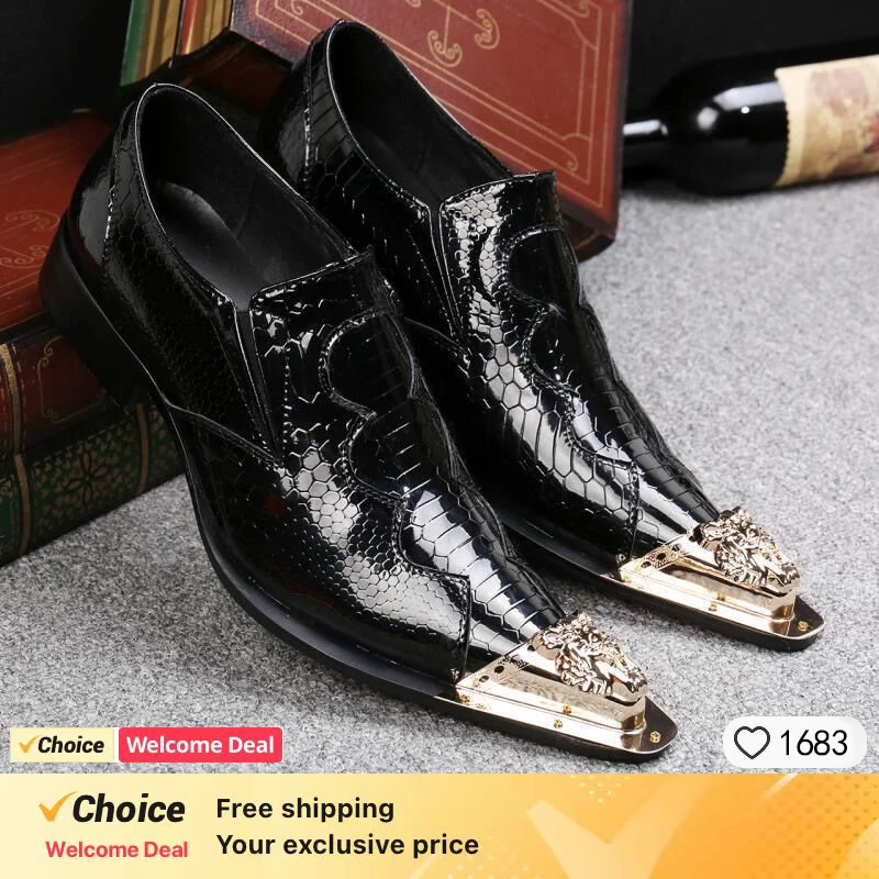 

Italian men's loafers black snake patterned men's dress snake patterned leather men's shoes wedding party men's leather shoes