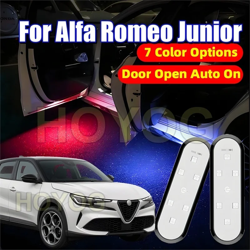 Fit for Alfa Romeo Junior 2024-2026 Wireless Car Door Welcome Lamp for Puddle Lighting powered by a USB Rechargeable Battery
