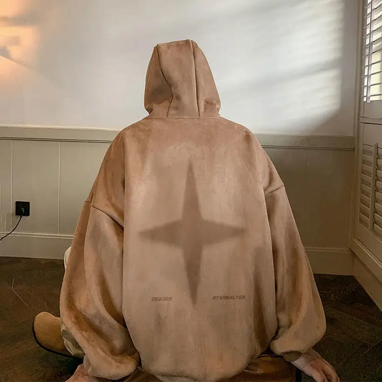 Student sweatshirt men autumn and winter heavyweight American retro hooded pullover ins loose three dimensional jacket lil peep