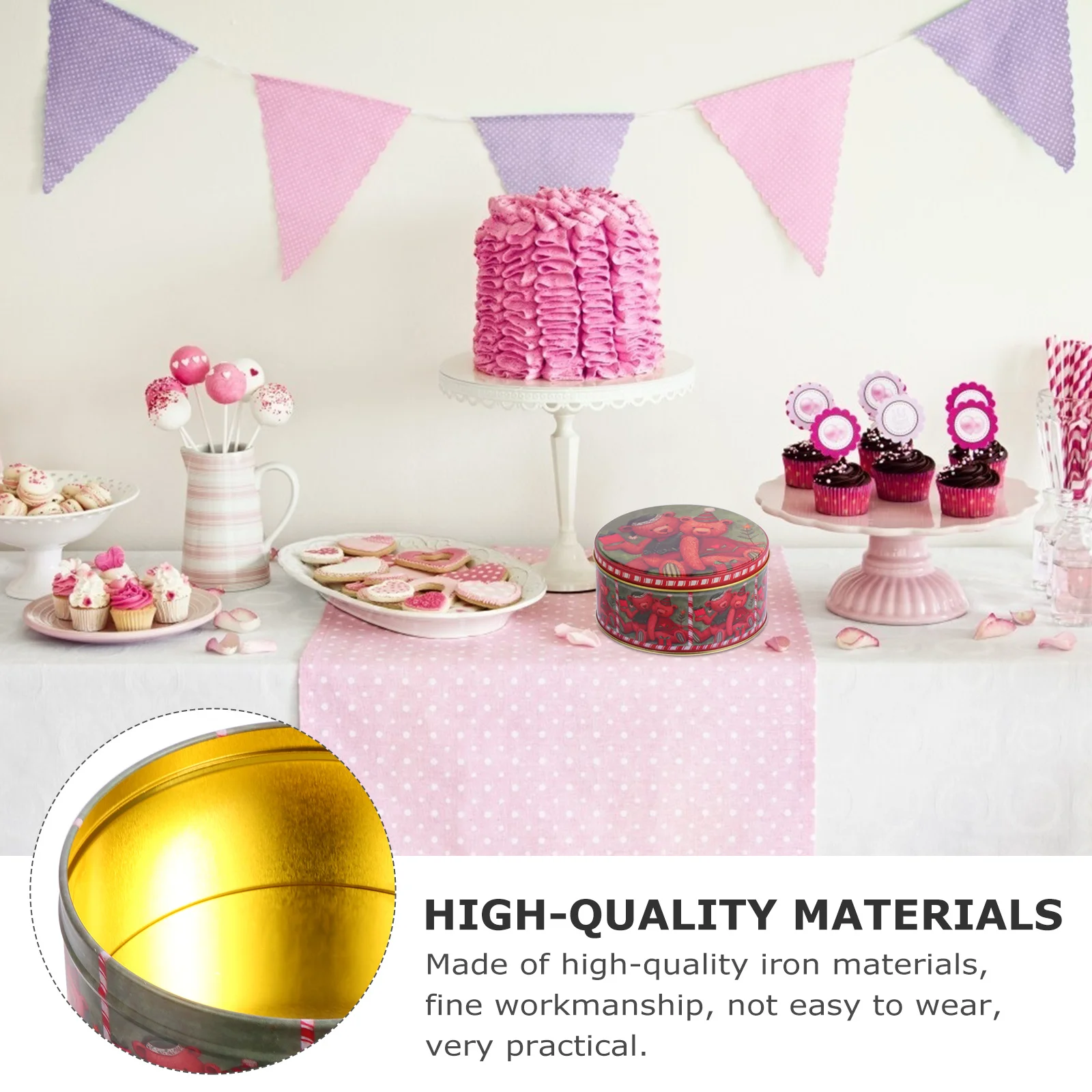 

2Pcs Iron Box Biscuit Candy Storage Box Lightweight Cookie Container Gift Packing Storage Jar Sugar Case Candy Jar