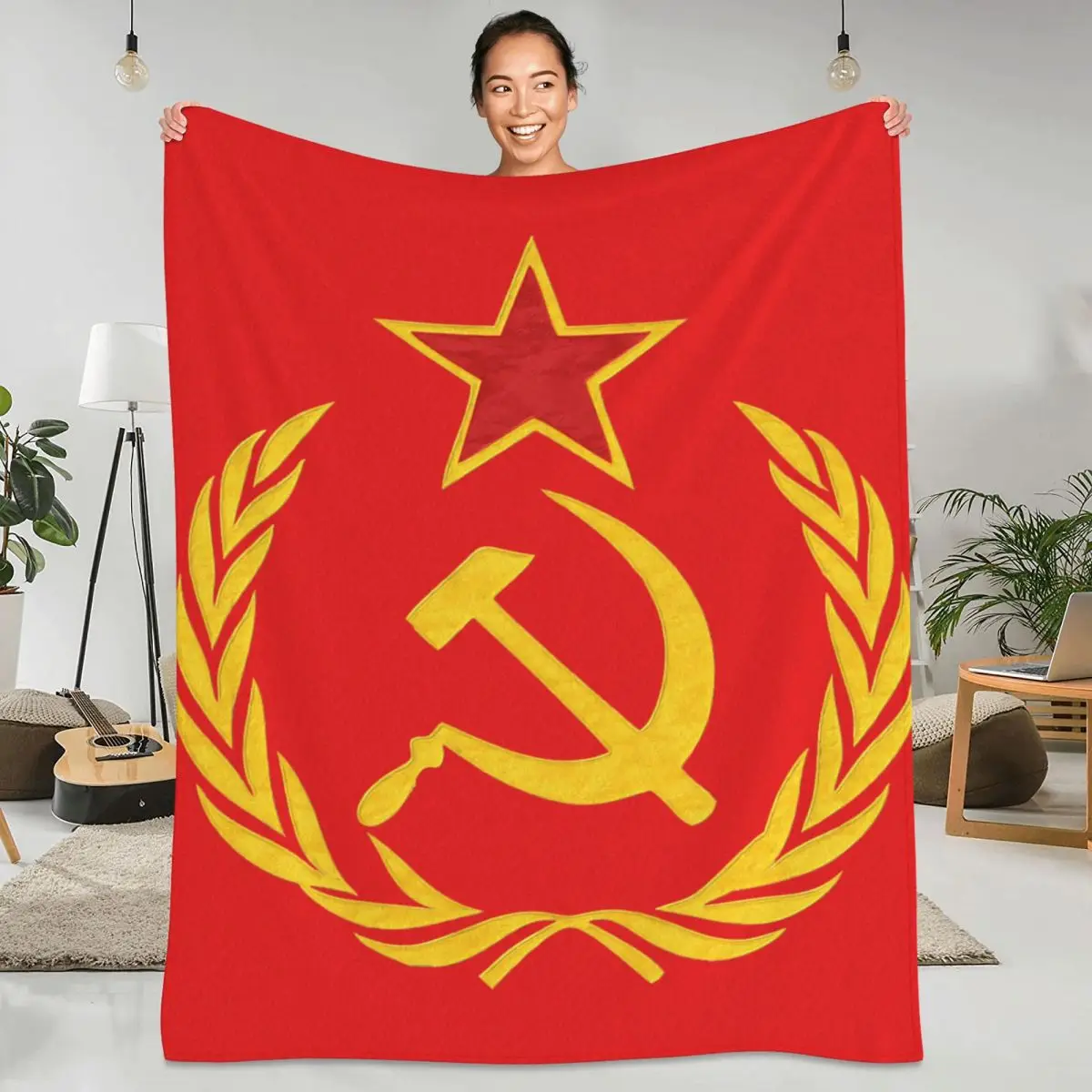 Hammer And Sickle Blankets Communism Travel Flannel Bedding Throws Super Soft Living Room Customized Bedspread Gift