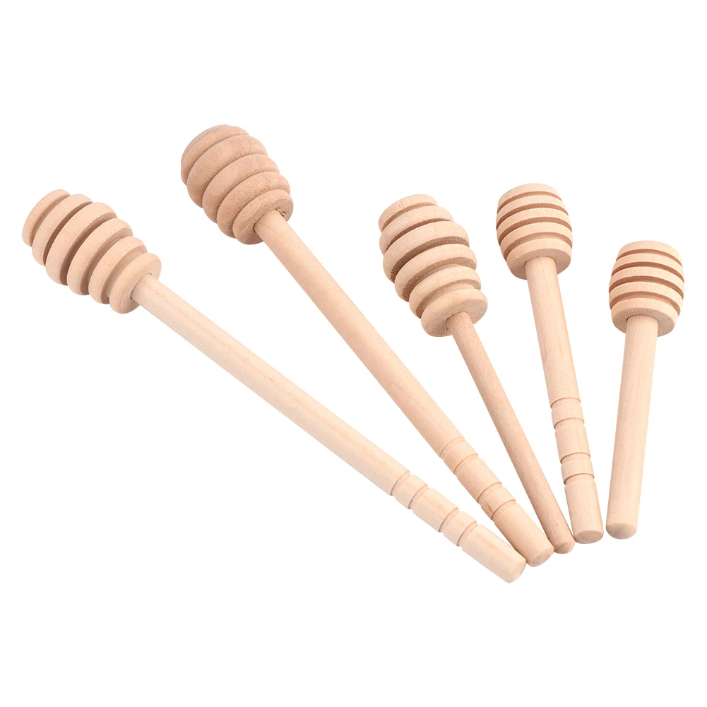 50Pcs High Quality Honey Stir Bar Mixing Handle Jar Spoon Practical Wood Dipper Honey Long Stick Supplies Honey Kitchen Tools ﻿