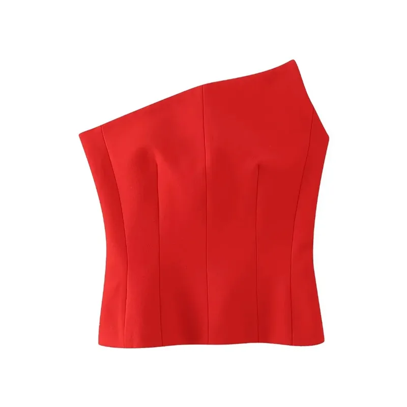 Red Corset Top Woman Off Shoulder Tops for Women Bustier Asymmetric Crop Top Woman Party Night Backless Lingerie Sexy Tops Bra