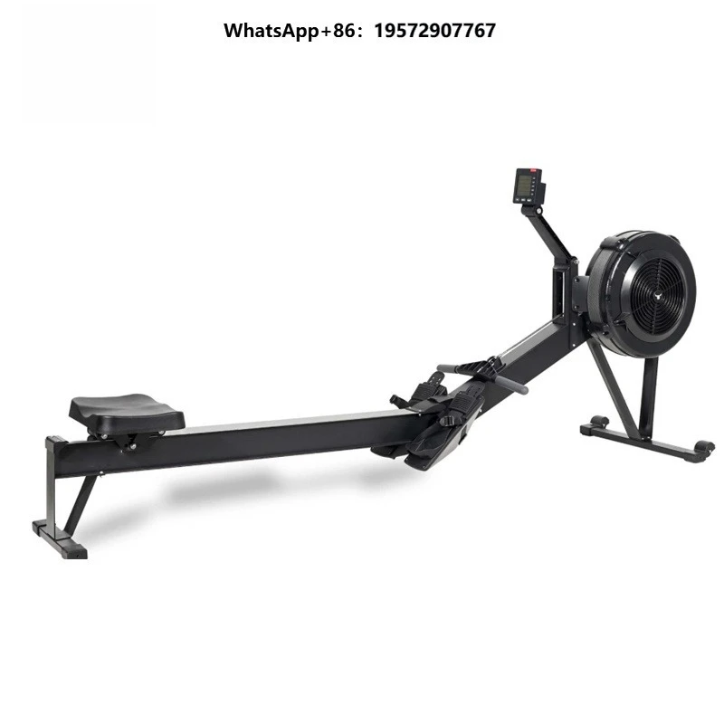 Digital Indoor Rowing Machine Air Rower Boat Ergometer with Air Resistance Surface Steel Construction for Home & Gym Use