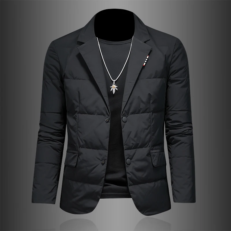 

Men's ort Casual Lightweight down Jaet Autumn Winter Faion Busin Casual Sle Plaid Fabric No-Collar Coat Coat