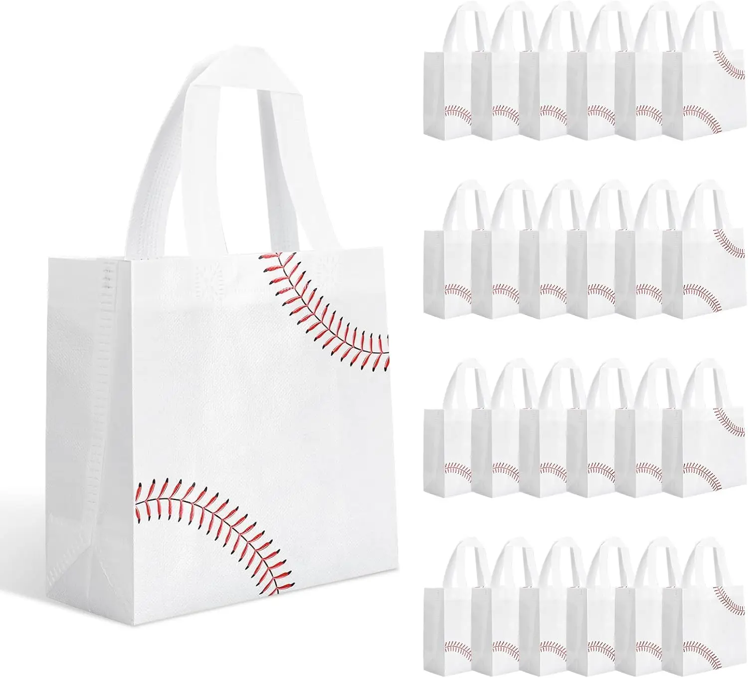 

24 шт. нетканых бейсбольных сумок с ручками, подарочные пакеты для спортивных вечеринок, упаковочная бумага для украшений на день рождения в стиле бейсбола
