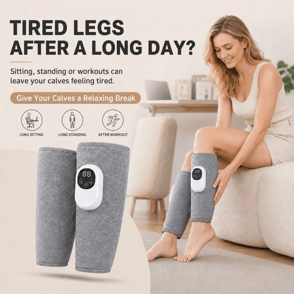 360° Air Pressure Calf Massager,Wireless Eletric 3 Mode Airbag Compresstion Leg Massage,Foot Calf Muscle Relax Blood Circulation