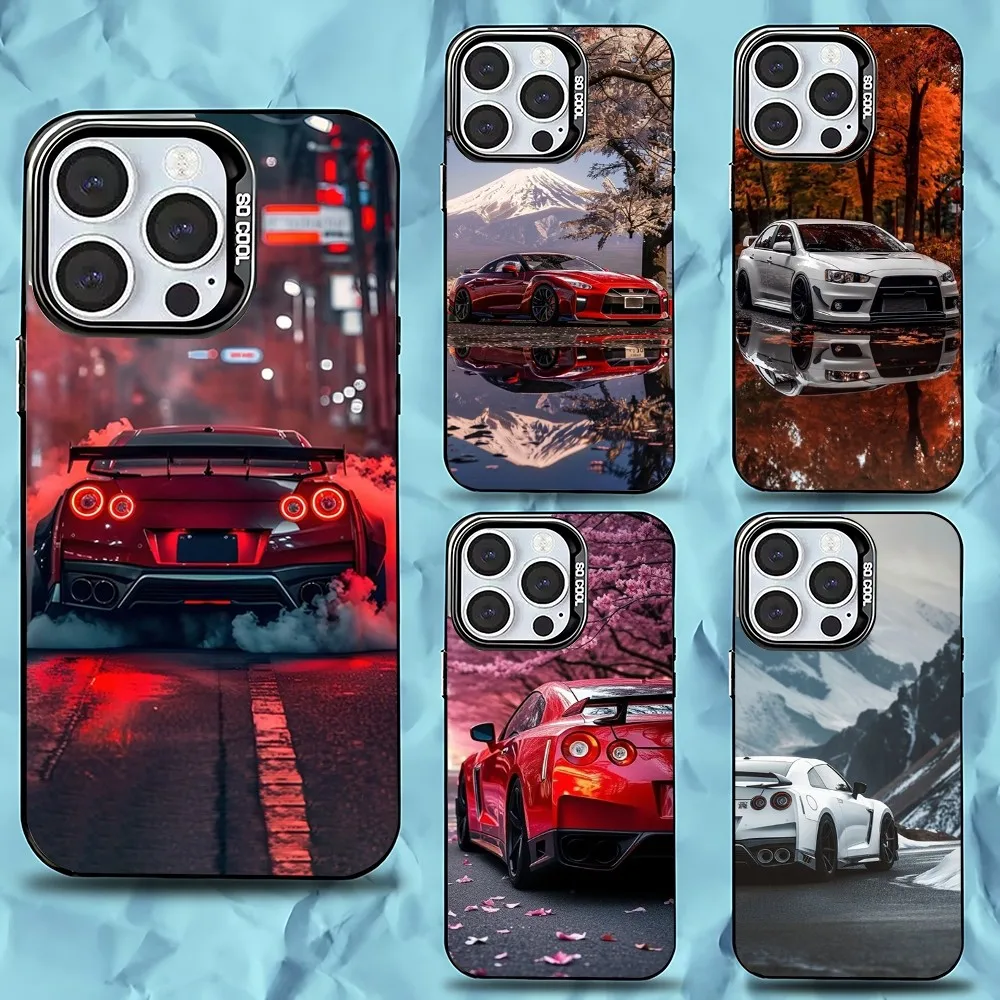 Luz traseira G-GTR carro r35 1 caso de telefone para iphone 16,15,14,13,12,11,pro,max,plus,mini,xs,se anti queda preto fosco amortecedor duro