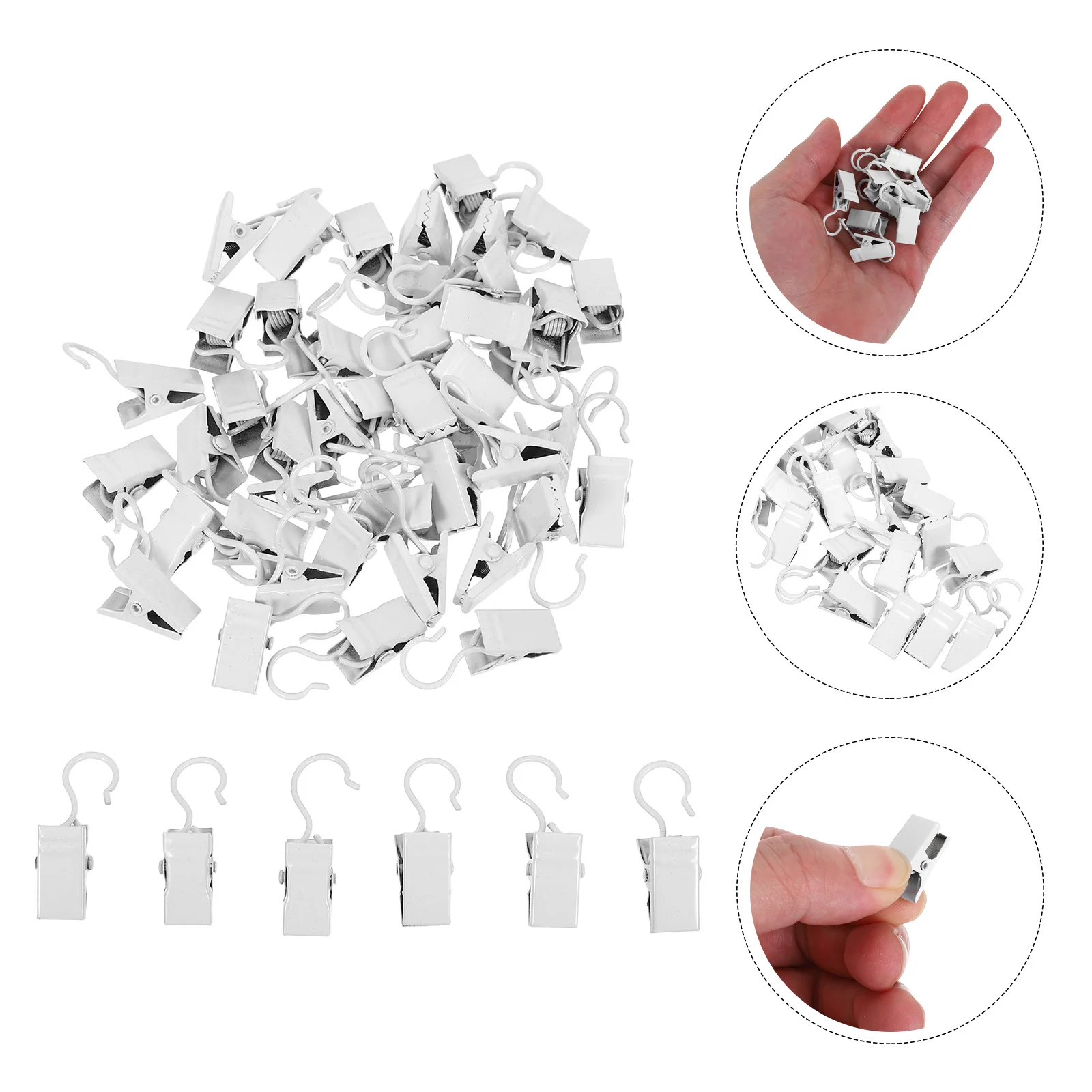 

50Pcs Metal Curtain Clip Hooks Sturdy Hanging Clips Quick Adjust for Bathroom Kitchen Drapes Shower Curtain Clips
