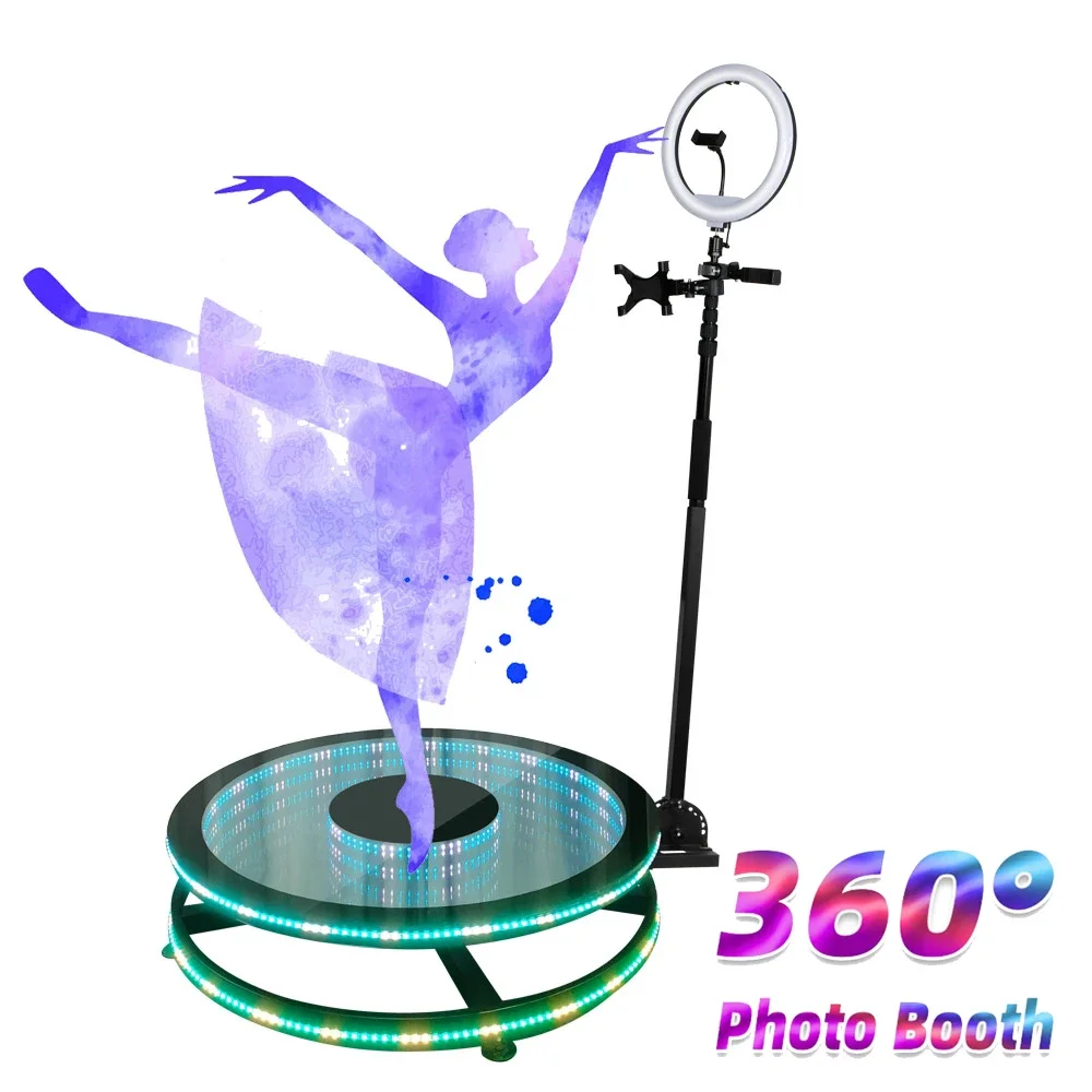 Spinning Glass 360 Photo Booth Rotating Machine Selfie Video Automatic Spin Booth with Flight Case Free Logo for Party Wedding