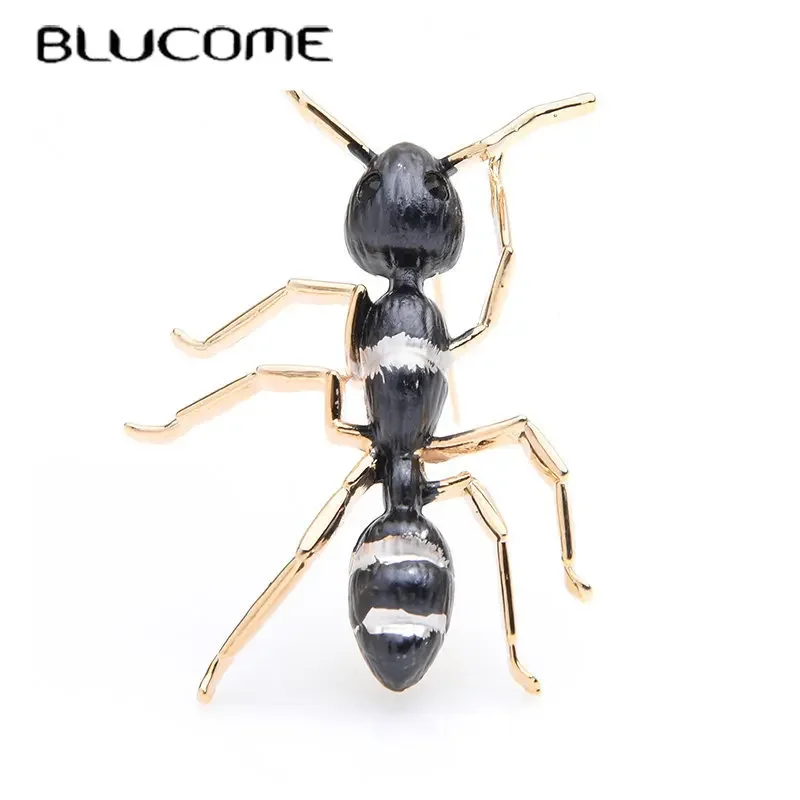 

Blucome Black Ant Enamel Brooches Women Men Alloy Big Insect Banquet Party Brooch Pins