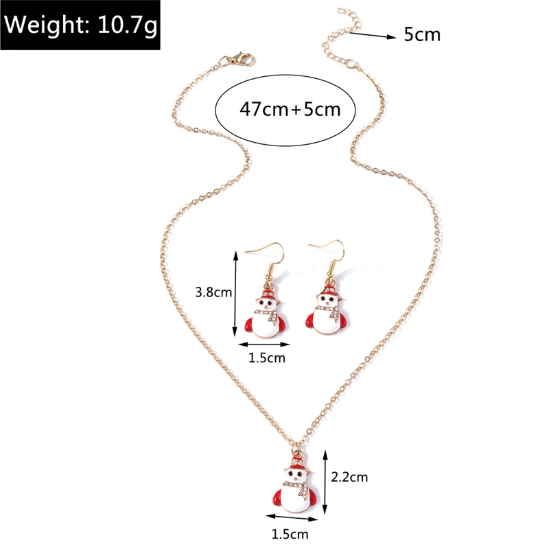 Mode Frohe Weihnachten Baum Schneemann Hirsch Baum Halskette Ohrringe Schmuck-Set für Frauen Mädchen Neujahr Festival Schmuck Geschenke – Detail 2