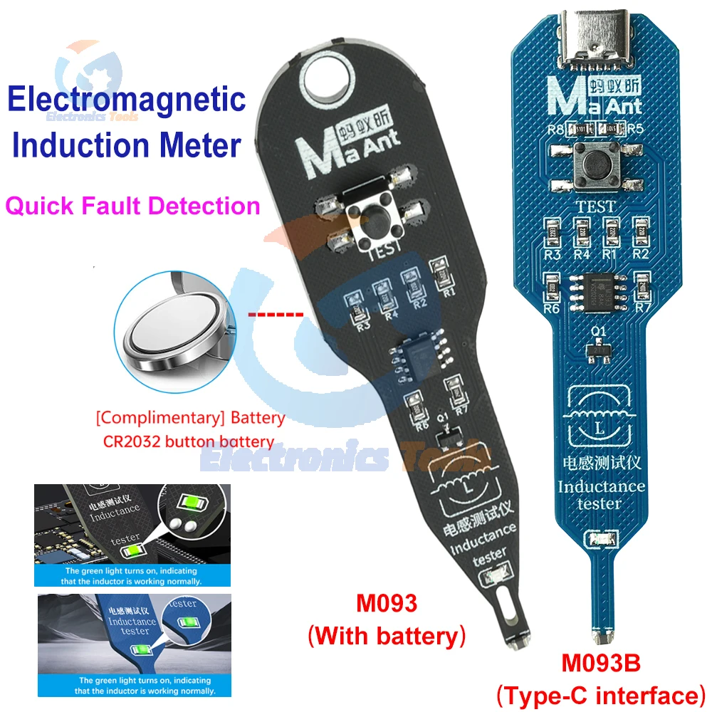 Inductance Tester M093 M093B Electromagnetic Induction Meter Portable Motherboard Coil Detector Tool Quick Fault Detection