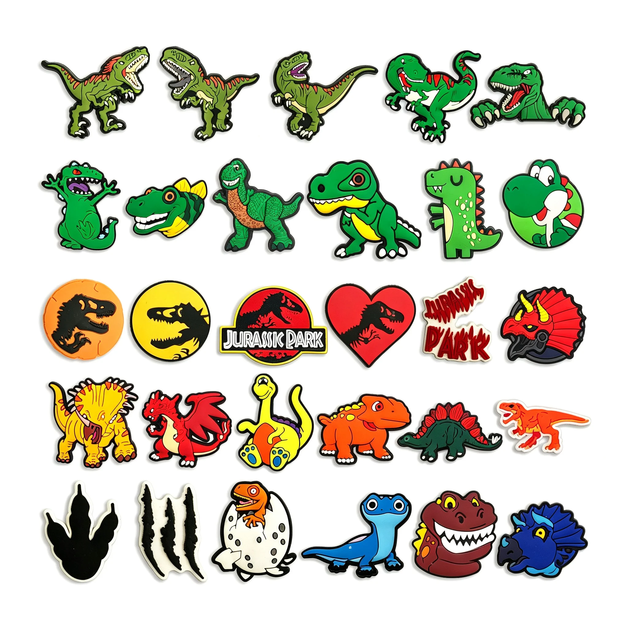 12/20/25/29/Pcs Dinosaur Cartoon PVC Shoe Charms Set Waterproof Detachable For Slides Sandals Clog Shoes DIY Accessories