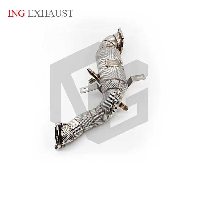 For High Flow Exhaust Downpipe For Maserati Ghibi/Eurbo 6 2020 Up 2.0T With Heat Shield Auto Exhaust Racing Pipes