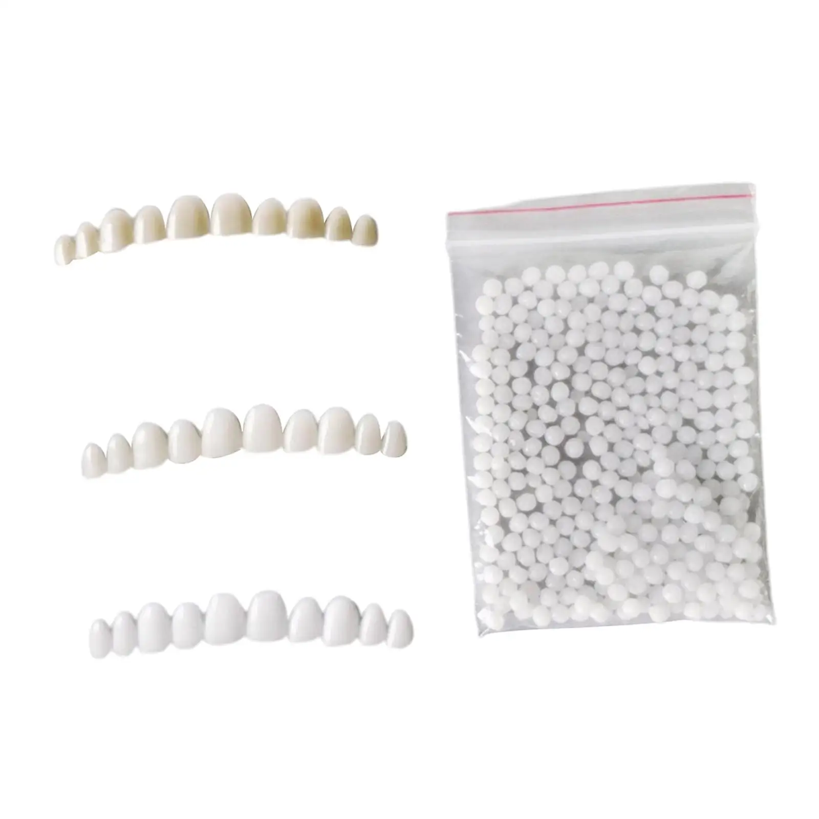 Silicone Reusable Teeth Veneers with Adhesive Fitting Beads Temporary Teeth