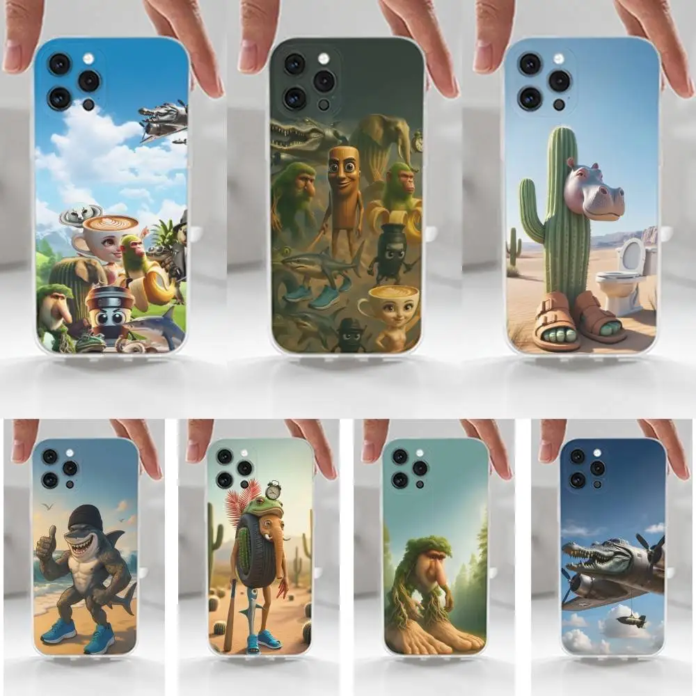 

B-Brainrot T-Tralalero Case For iPhone 16,15,14,17,13,12,11 Plus,Pro,Max,XR,XS,X,7,8 Plus,SE,Mini,Transparent,Silicone
