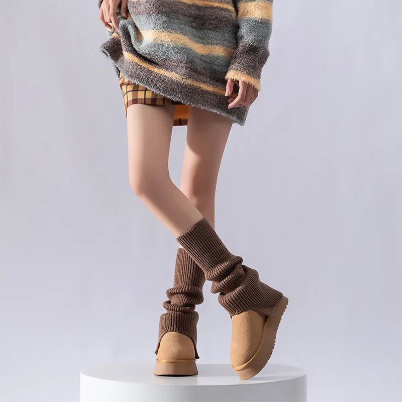 

Women Knit Socks Y2k Girl Warm Long Socks Irregular Shin Guard Socks Autumn Winter Thermal Foot Cover Female Solid Knee Socks